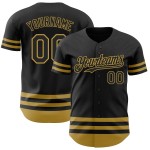 Altes benutzerdefiniertes authentisches Baseball-Trikot mit schwarzer Goldlinie Altes benutzerdefiniertes authentisches Baseball-Trikot mit schwarzer Goldlinie
