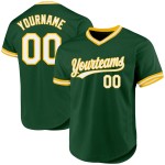 Throwback Custom Baseball Grünes Trikot Authentic Weiß-Gold Throwback Custom Baseball Grünes Trikot Authentic Weiß-Gold