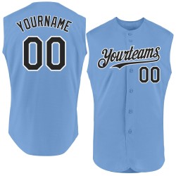 Leichtes authentisches Baseball-Blau-Ärmelloses Trikot Custom Schwarz-Weiß