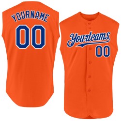 Oranges ärmelloses Authentic-Trikot Royal-White Baseball Custom