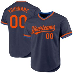 Jersey Orange-Blau Baseball Throwback Authentic Navy Custom