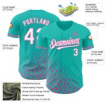 Benutzerdefinierte Leopard Weiß-Rosa Druck Jersey Verblassen Authentische 3D Baseball Muster Teal Design Mode Benutzerdefinierte Leopard Weiß-Rosa Druck Jersey Verblassen Authentische 3D Baseball Muster Teal Design Mode