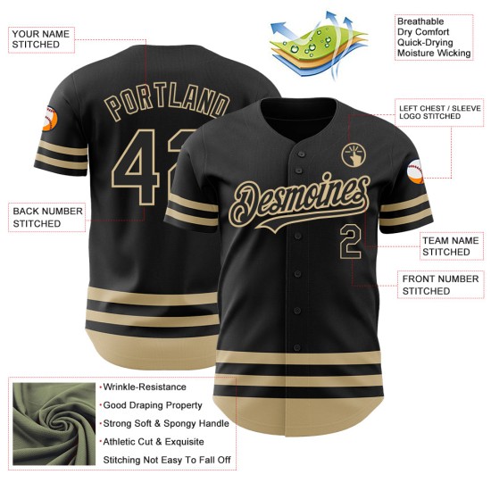 Vegas Authentic Custom Line Gold-Schwarzes Baseball-Trikot Vegas Authentic Custom Line Gold-Schwarzes Baseball-Trikot