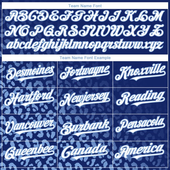 Benutzerdefinierter Baseball-Trikot mit weißem Lichtdruck, blaues verblassendes Muster, Leoparden-Modedesign, Royal Authentic 3D Benutzerdefinierter Baseball-Trikot mit weißem Lichtdruck, blaues verblassendes Muster, Leoparden-Modedesign, Royal Authentic 3D