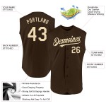 Cremebraunes, ärmelloses Baseball-Trikot mit authentischem Muster Cremebraunes, ärmelloses Baseball-Trikot mit authentischem Muster