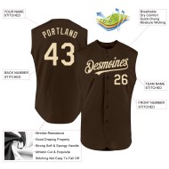 Cremebraunes, ärmelloses Baseball-Trikot mit authentischem Muster Cremebraunes, ärmelloses Baseball-Trikot mit authentischem Muster