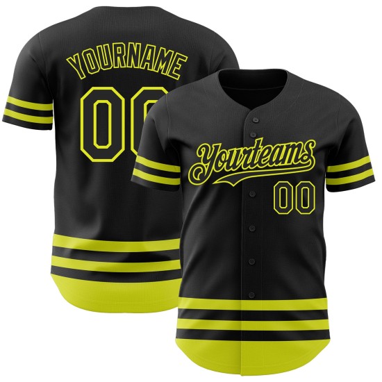 Jersey Neon Baseball Custom Schwarz Authentic Line Gelb Jersey Neon Baseball Custom Schwarz Authentic Line Gelb