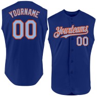 Blau-Orange Royal Jersey Light Authentic Ärmellos Custom Baseball