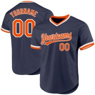 Baseball Custom Jersey Navy Authentic Orange-Weiß Throwback