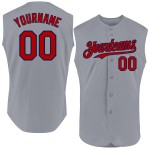 Jersey Custom Rot-Marineblau Baseball Ärmellos Grau Authentic Jersey Custom Rot-Marineblau Baseball Ärmellos Grau Authentic