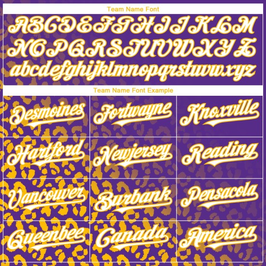 Authentisches Weiß-Gold Leopard Custom Muster 3D Print Jersey Baseball Lila Fashion Fade Design Authentisches Weiß-Gold Leopard Custom Muster 3D Print Jersey Baseball Lila Fashion Fade Design