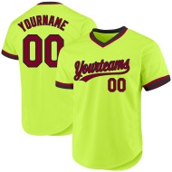 Jersey Authentic Green Neon Custom Baseball Throwback Kastanienbraun-Schwarz