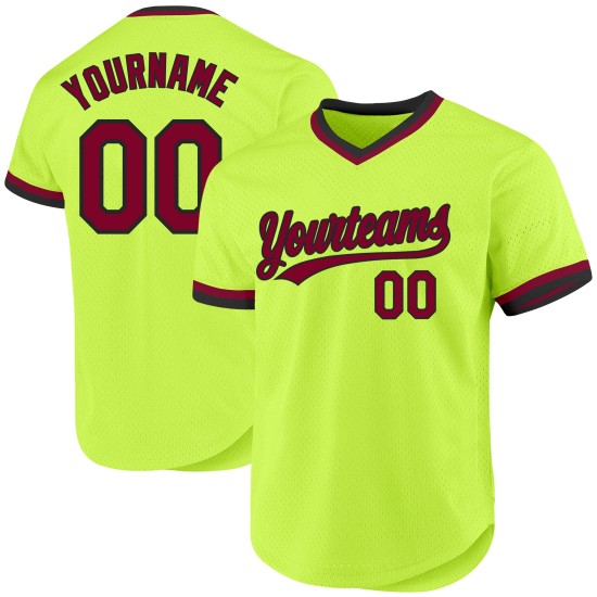 Jersey Authentic Green Neon Custom Baseball Throwback Kastanienbraun-Schwarz Jersey Authentic Green Neon Custom Baseball Throwback Kastanienbraun-Schwarz