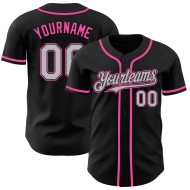 Jersey Authentic Schwarz Custom Grau-Rosa Baseball