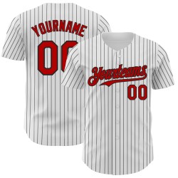 Benutzerdefinierte schwarze Trikot rot weiß Nadelstreifen Baseball authentisch