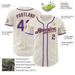 Lila-Old Custom Gold Baseball Grau Creme Authentic Jersey Nadelstreifen Lila-Old Custom Gold Baseball Grau Creme Authentic Jersey Nadelstreifen