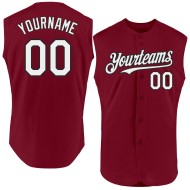 Jersey Crimson Authentic Sleeveless Custom Weiß-Schwarz Baseball