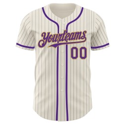 Lila-Old Custom Gold Baseball Grau Creme Authentic Jersey Nadelstreifen Lila-Old Custom Gold Baseball Grau Creme Authentic Jersey Nadelstreifen