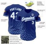 Benutzerdefinierter Baseball-Trikot mit weißem Lichtdruck, blaues verblassendes Muster, Leoparden-Modedesign, Royal Authentic 3D Benutzerdefinierter Baseball-Trikot mit weißem Lichtdruck, blaues verblassendes Muster, Leoparden-Modedesign, Royal Authentic 3D