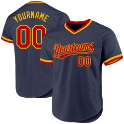 Rot-Gold Throwback Jersey Custom Authentic Navy Baseball