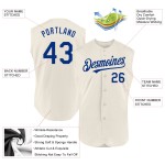 Benutzerdefiniertes cremefarbenes, ärmelloses authentisches Royal Baseball-Trikot Benutzerdefiniertes cremefarbenes, ärmelloses authentisches Royal Baseball-Trikot