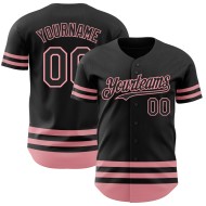 Authentisches mittelgroßes Baseball-Trikot in Pink mit schwarzer Linie