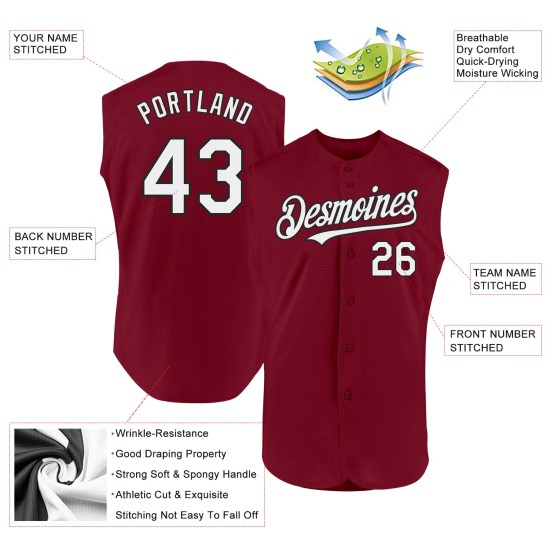 Jersey Crimson Authentic Sleeveless Custom Weiß-Schwarz Baseball Jersey Crimson Authentic Sleeveless Custom Weiß-Schwarz Baseball