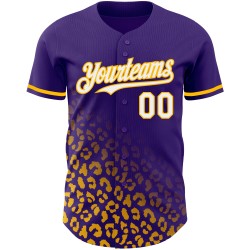 Authentisches Weiß-Gold Leopard Custom Muster 3D Print Jersey Baseball Lila Fashion Fade Design Authentisches Weiß-Gold Leopard Custom Muster 3D Print Jersey Baseball Lila Fashion Fade Design