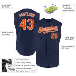 Ärmelloses Trikot Marineblau Orange-Weiß Custom Baseball Authentic Ärmelloses Trikot Marineblau Orange-Weiß Custom Baseball Authentic