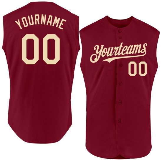Baseball Authentic Crimson Custom Ärmelloses Creme-Trikot Baseball Authentic Crimson Custom Ärmelloses Creme-Trikot