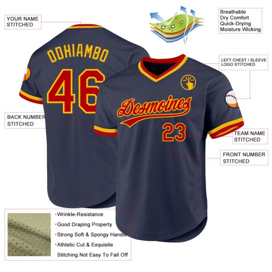 Rot-Gold Throwback Jersey Custom Authentic Navy Baseball Rot-Gold Throwback Jersey Custom Authentic Navy Baseball