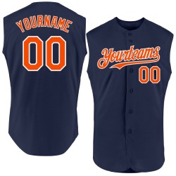Ärmelloses Trikot Marineblau Orange-Weiß Custom Baseball Authentic