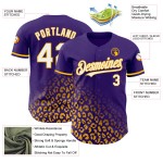 Authentisches Weiß-Gold Leopard Custom Muster 3D Print Jersey Baseball Lila Fashion Fade Design Authentisches Weiß-Gold Leopard Custom Muster 3D Print Jersey Baseball Lila Fashion Fade Design