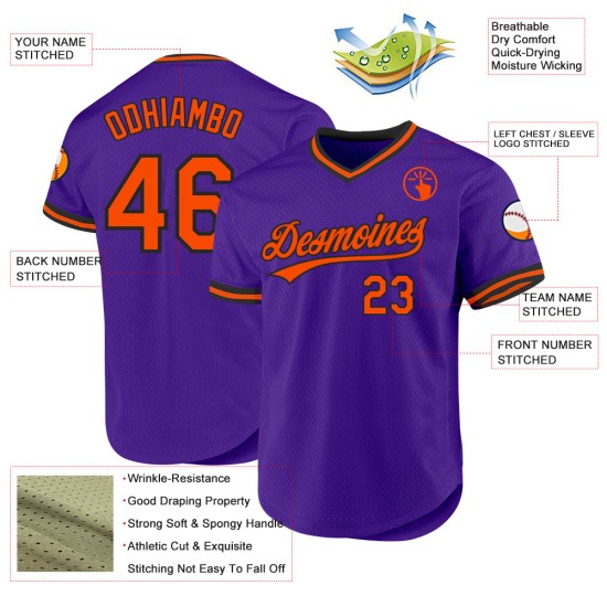 Throwback Custom Orange-Schwarz Authentic Lila Jersey Baseball Throwback Custom Orange-Schwarz Authentic Lila Jersey Baseball