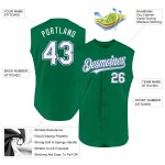 Baseball Kelly Custom Authentic Weiß-Royalgrün Ärmelloses Trikot Baseball Kelly Custom Authentic Weiß-Royalgrün Ärmelloses Trikot