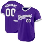 Throwback Lila Trikot Custom Weiß-Grau Baseball Authentic Throwback Lila Trikot Custom Weiß-Grau Baseball Authentic