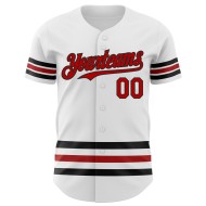 Baseball Authentic Trikot Custom Line Weiß Rot-Schwarz Baseball Authentic Trikot Custom Line Weiß Rot-Schwarz
