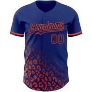 Authentisches benutzerdefiniertes königliches Muster Modedesign Print Baseball Fade Jersey Leopard Orange 3D Authentisches benutzerdefiniertes königliches Muster Modedesign Print Baseball Fade Jersey Leopard Orange 3D