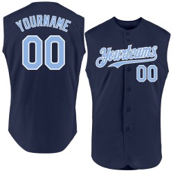 Navy Custom Baseball Light Authentic Trikot Blau-Weiß Ärmellos