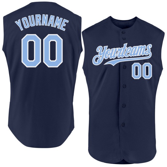Navy Custom Baseball Light Authentic Trikot Blau-Weiß Ärmellos Navy Custom Baseball Light Authentic Trikot Blau-Weiß Ärmellos