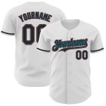 Jersey Schwarz Custom Authentic Teal-Rot Weiß Baseball Jersey Schwarz Custom Authentic Teal-Rot Weiß Baseball
