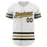 Jersey Gold Baseball Custom Weiß Schwarz-Old Line Authentic Jersey Gold Baseball Custom Weiß Schwarz-Old Line Authentic