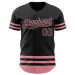 Authentisches mittelgroßes Baseball-Trikot in Pink mit schwarzer Linie Authentisches mittelgroßes Baseball-Trikot in Pink mit schwarzer Linie