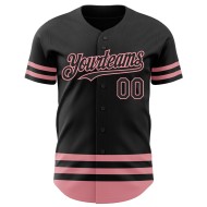 Authentisches mittelgroßes Baseball-Trikot in Pink mit schwarzer Linie Authentisches mittelgroßes Baseball-Trikot in Pink mit schwarzer Linie