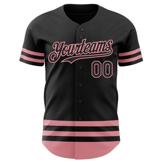 Authentisches mittelgroßes Baseball-Trikot in Pink mit schwarzer Linie Authentisches mittelgroßes Baseball-Trikot in Pink mit schwarzer Linie