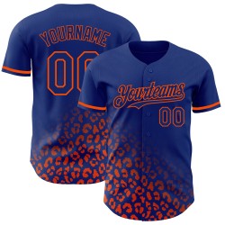 Authentisches benutzerdefiniertes königliches Muster Modedesign Print Baseball Fade Jersey Leopard Orange 3D