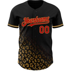 Fade Custom Print Rot-Old Fashion Jersey 3D Baseball Muster Authentisches Design Leopard Schwarz Gold Fade Custom Print Rot-Old Fashion Jersey 3D Baseball Muster Authentisches Design Leopard Schwarz Gold