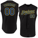 Authentic Sleeveless Custom Jersey Schwarz Baseball Royal-Gelb Authentic Sleeveless Custom Jersey Schwarz Baseball Royal-Gelb