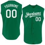 Ärmelloses authentisches grün-weißes Kelly Baseball-Trikot nach Maß Ärmelloses authentisches grün-weißes Kelly Baseball-Trikot nach Maß
