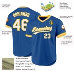 Jersey Custom Authentic Throwback Baseball Weiß-Gold Blau Jersey Custom Authentic Throwback Baseball Weiß-Gold Blau